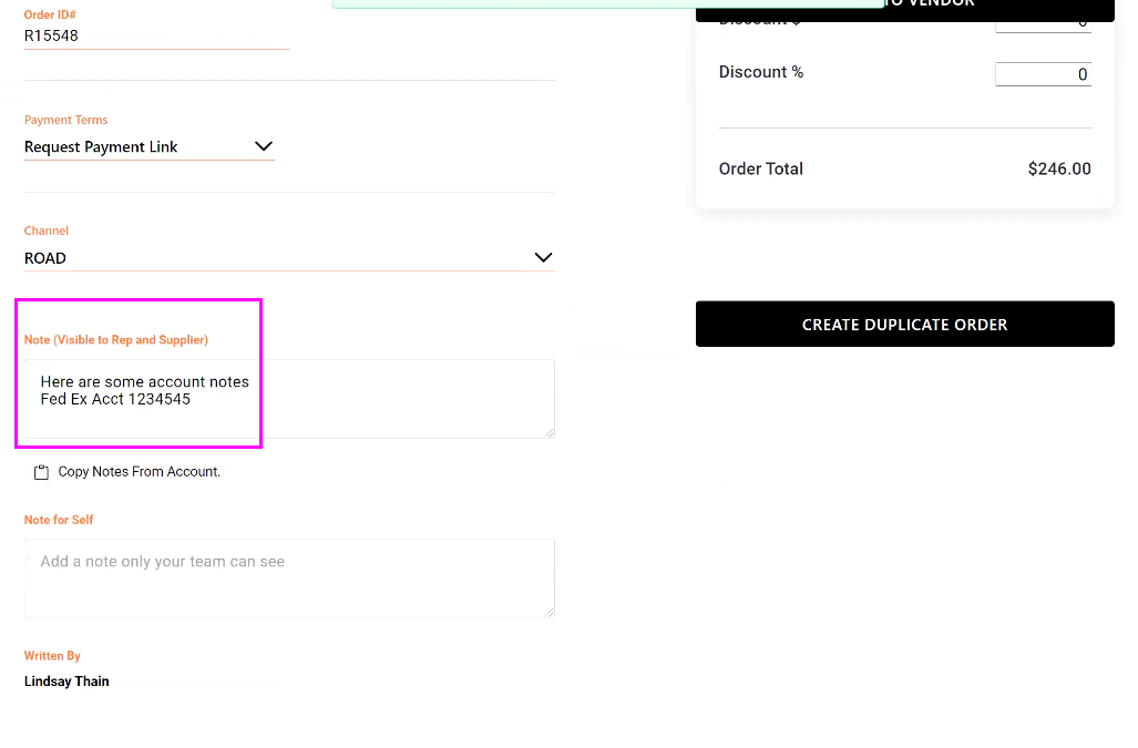 What Is The Copy Notes From Account Button Ribbon